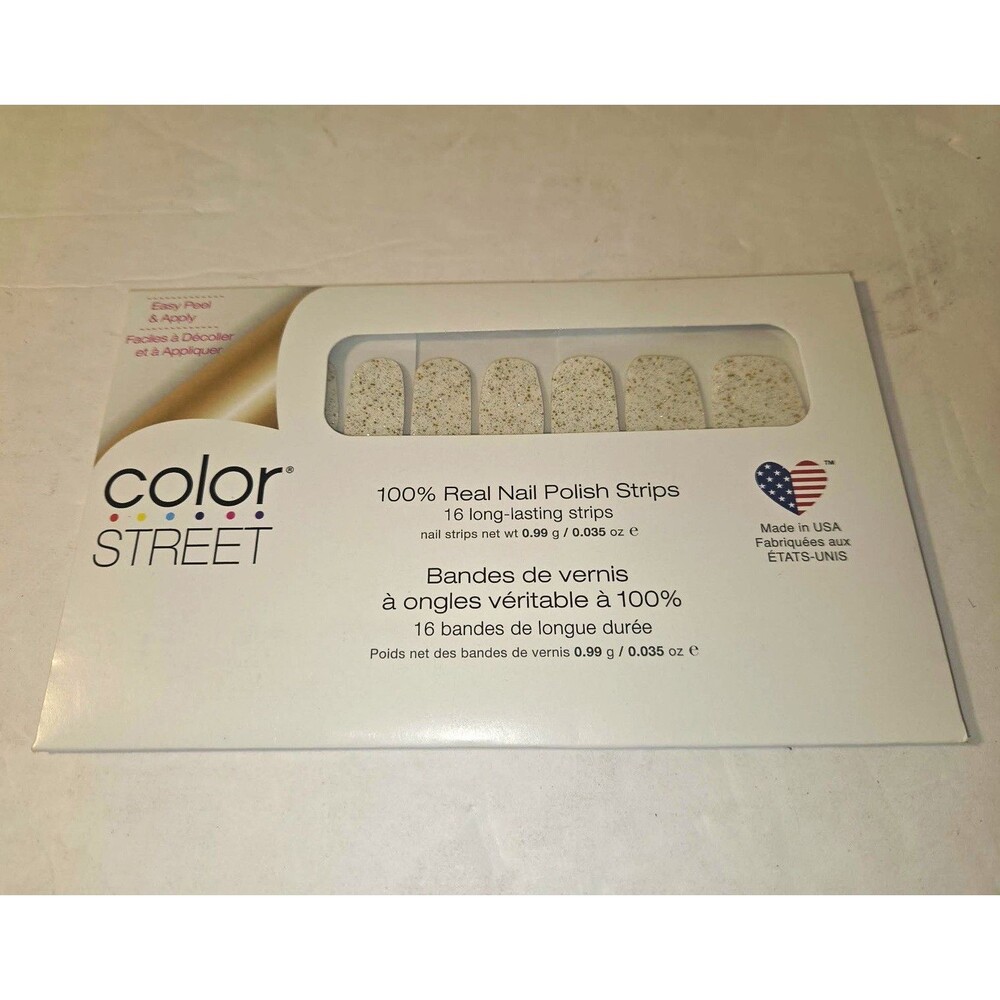 Color Street Press-On Nail Polish Strips White Gold Glitter Leftover Confetti